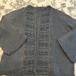 Hand Knitted Lace Front Cardigan Medium New!
